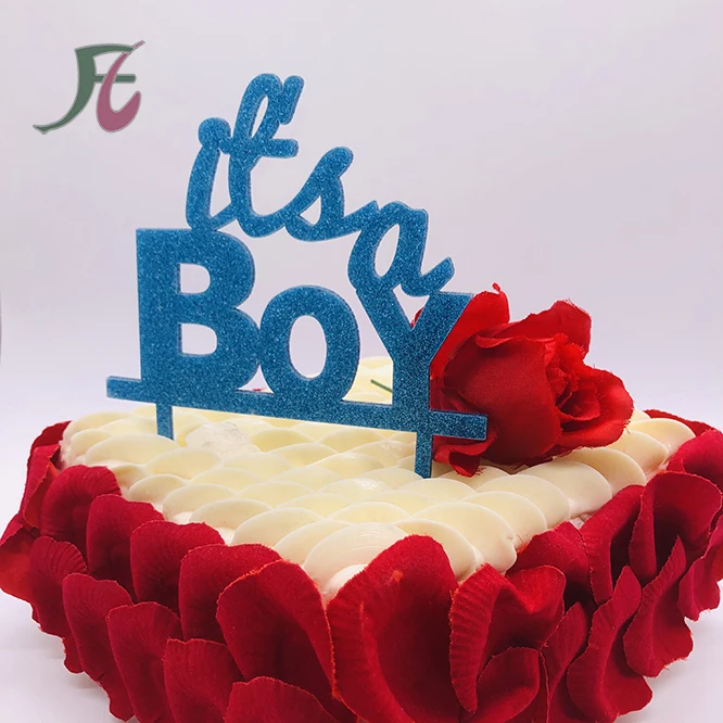 Голубой блестящий Топпер для торта, топпер для торта для мальчиков, акриловый Топпер для торта на день рождения