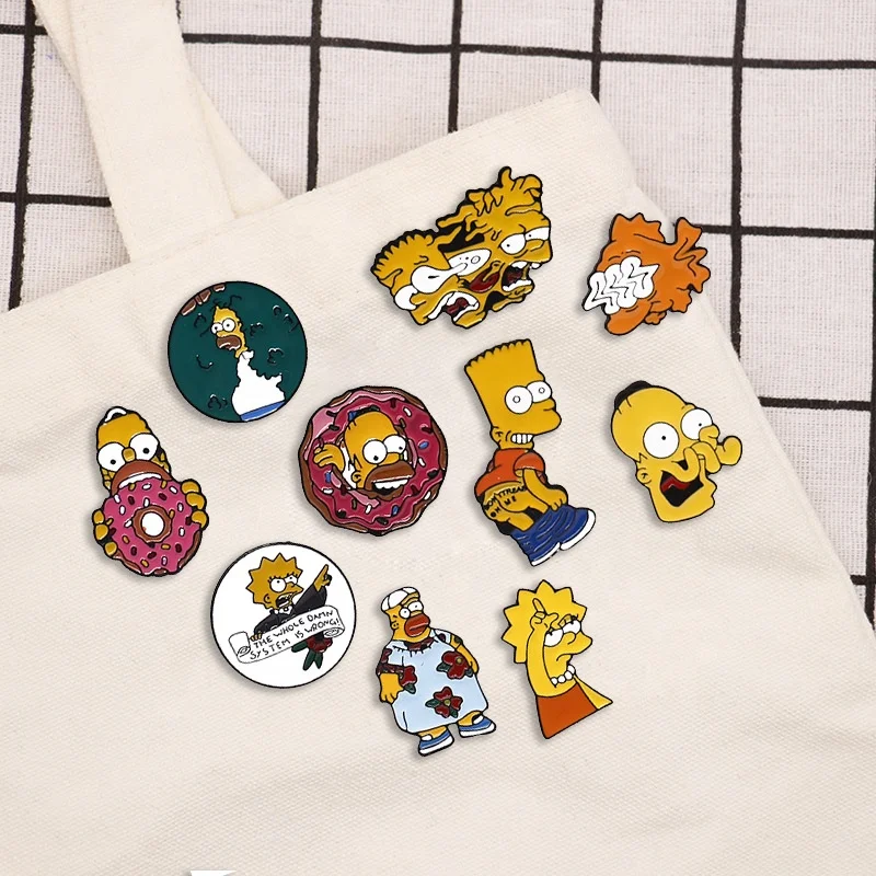 Dripping Oil Brooch Pin Enamel Pins Simpsons Funny Personality Alloy Anime Cartoon Sports Metal Lapel Pins Pin Art in Stock