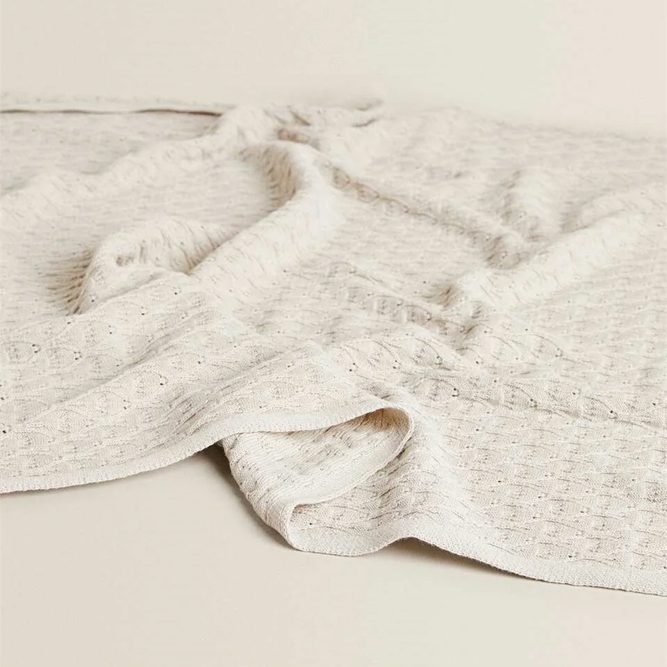 Factory Sales Wholesale Chunky 100% Cotton Throw Blanket Crochet Custom Organic Knitted Baby Blanket CX