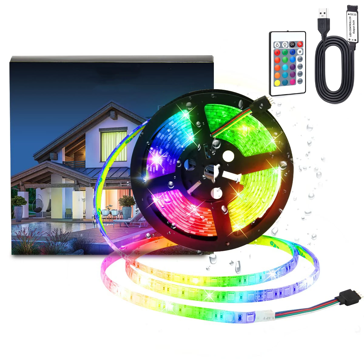 Smart Led Strip Light set 24 keys remote control 5m Outdoor Flexible 5050 Smd Rgb Waterproof Led Strips