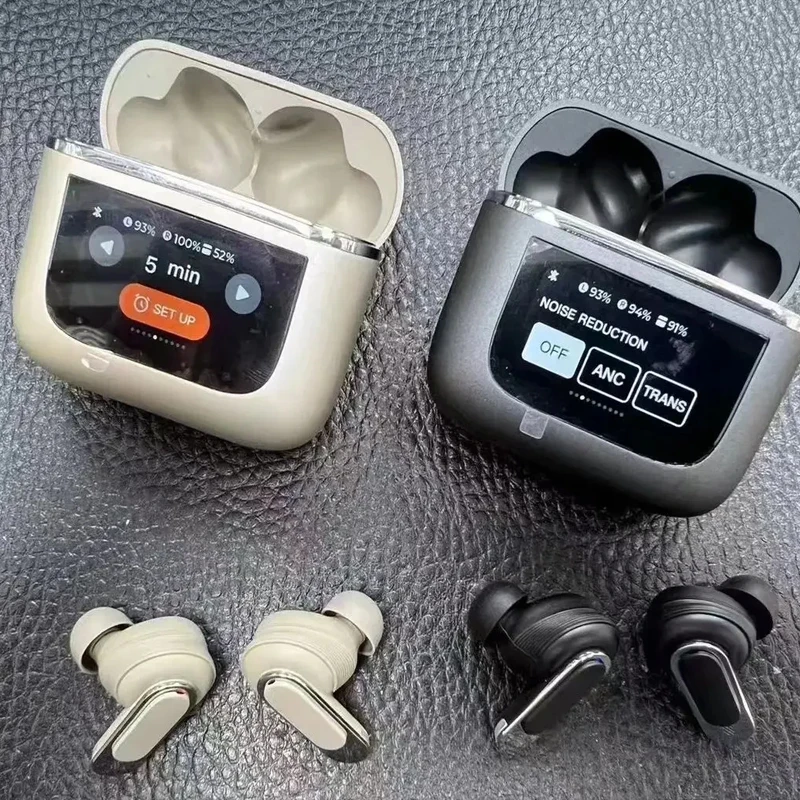 V8 TWS Earbuds with LCD Touch Display Passive Noise-Cancellation and Active Noise Reduction In-Ear Wireless Headphone Headset