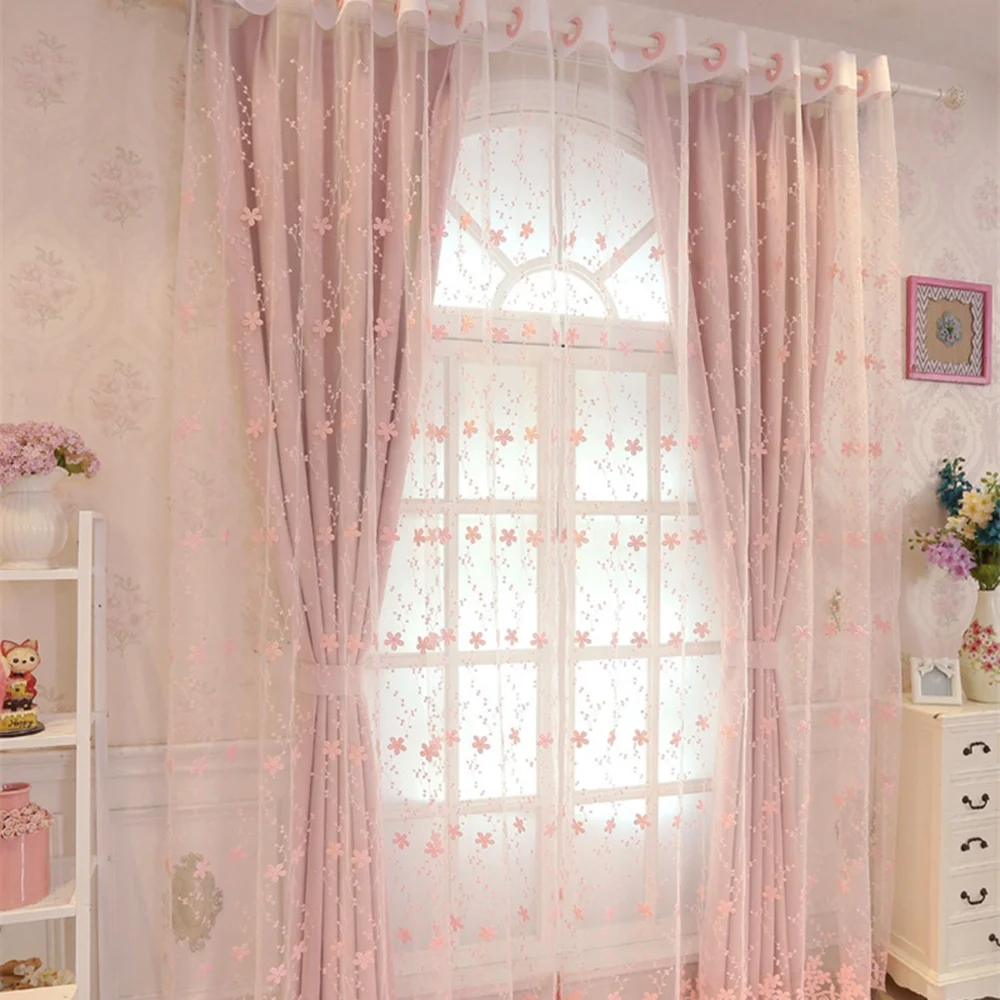 Latest design elegant Curtains lace curtains for windows wholesale sheer 2 layer curtains with grommet for kids room bedroom