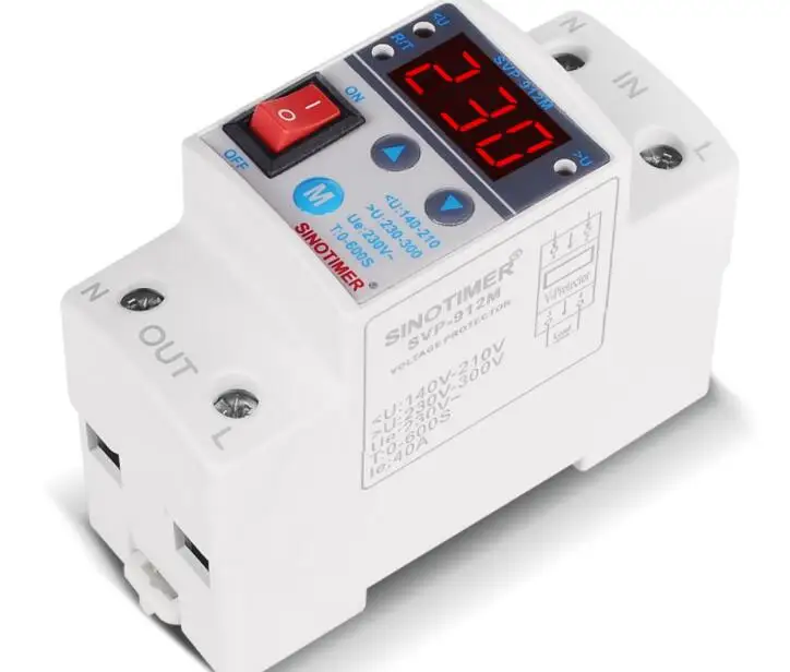 Sinotimer svp-912 63A 220V din-рейку Регулируемый восстановление повторно перенапряжения и под напряжением защитное устройство
