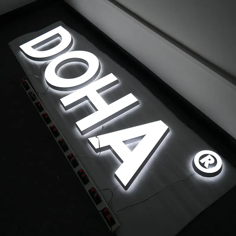 Store Customized Advertising Board Logo Lights 3D Acrylic Metal LED Illuminated Letters Sign for Business