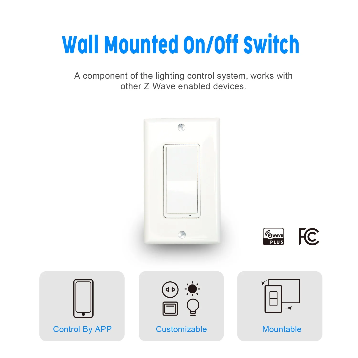 EVA LOGIK ZW30S Z wave Smart On Off Black Automation Smart Home American Standard Wall Switch