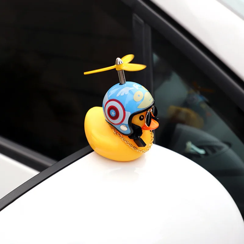Car Decoration Bicycle Motorcycle Cute Yellow Duck With Propeller Car Ornaments