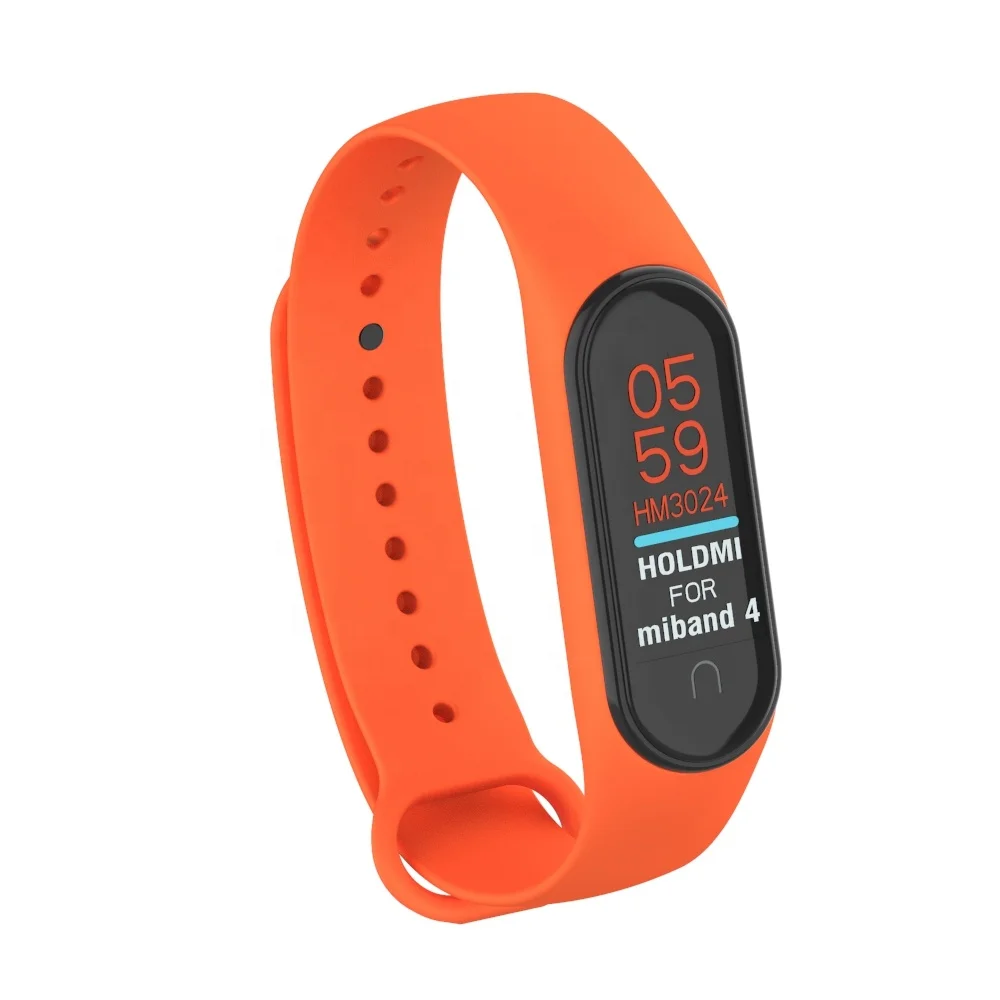 HOLDMI 430222 series orange red silicone replacement strap compatible for mi band 3 and 4