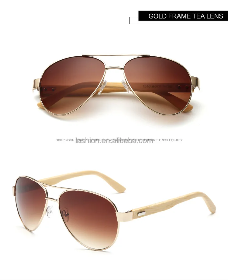 2022 man wood sunglasses UV 400 yellow lens sunglasses bamboo wooden temple men glasses