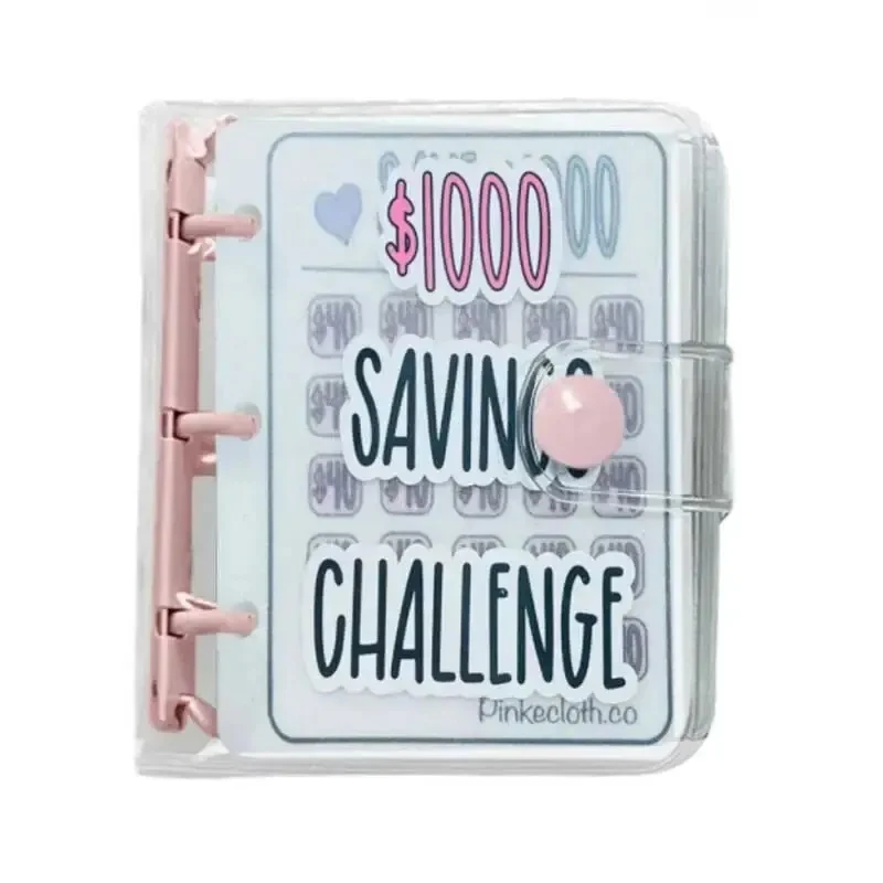 Creative $1000 Savings Challenge Binder Book with Envelope Durable Glossy PVC Christmas Gift Money Saving Challenge Stationery