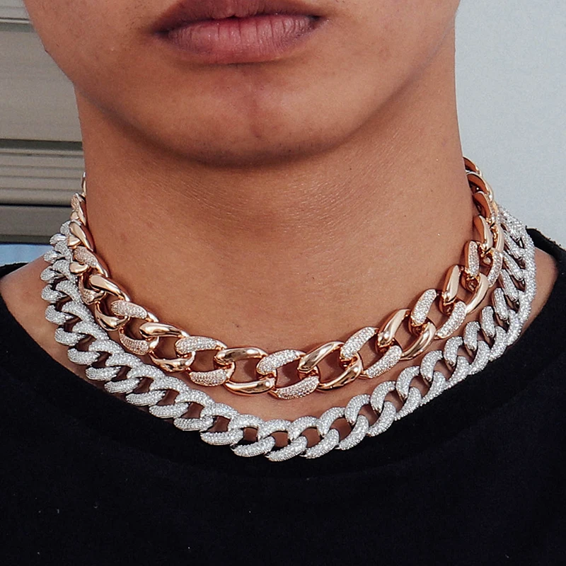  New arrival fashion 18inches long moissanite diamond iced out cuban chian hip hop jewelry