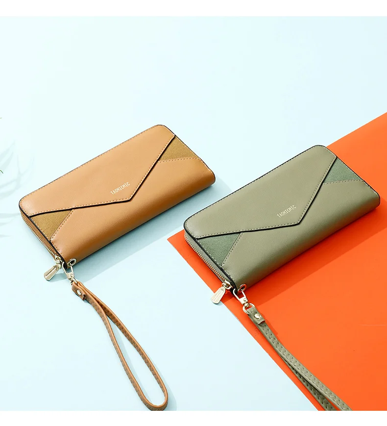 Taomicmic 2021 Matte PU Leather Clutch Bag Elegant Lady Evening Bag Women pure leather long wallet