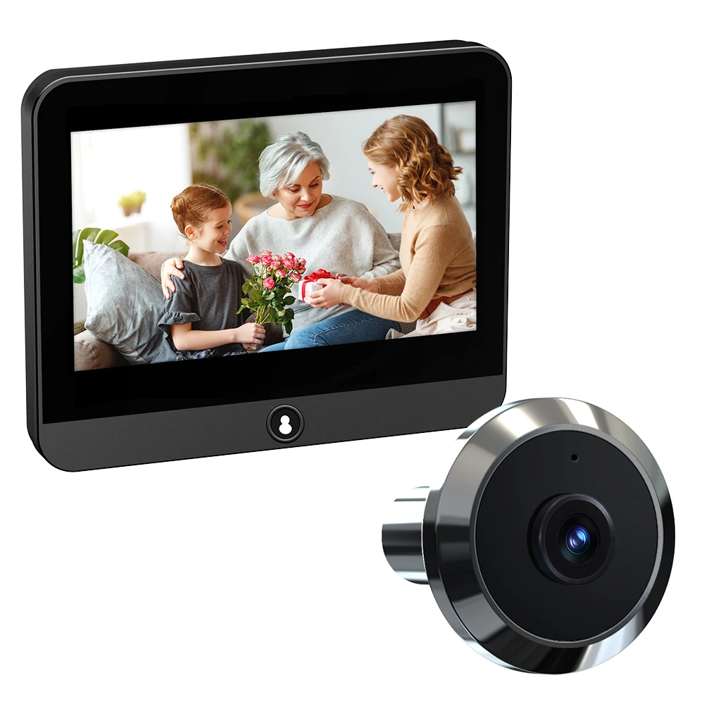 4.3' IPS Display 5000Mah Door Camera Viewer 1080P Hd Digital Video Door Phone Hidden Camera Mini Motion Detection