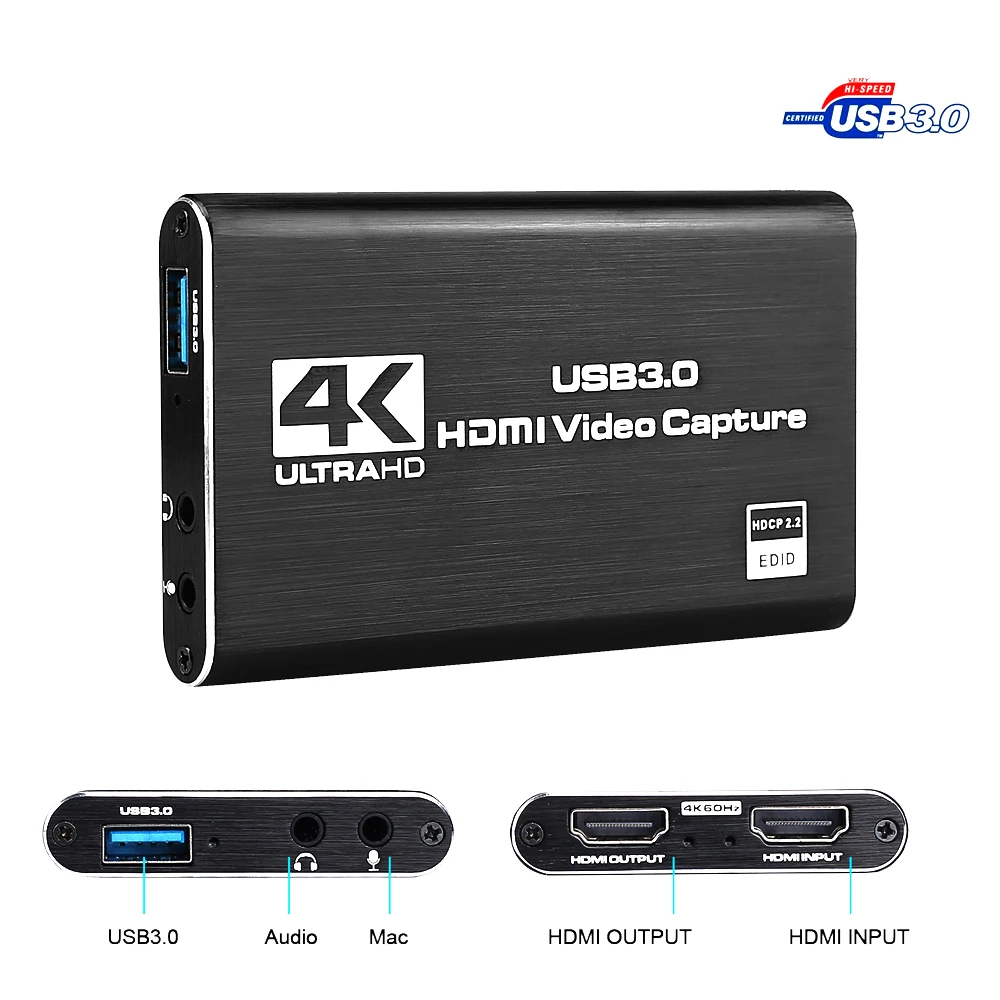 Устройство захвата игр Doonjiey 4K HDMI-USB 3,0 для прямой трансляции и записи видео, карта захвата usb