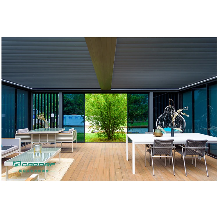 Summer House Opening Louver Roof Motorized Roofing Awnings Pavilion Pergola For Deck