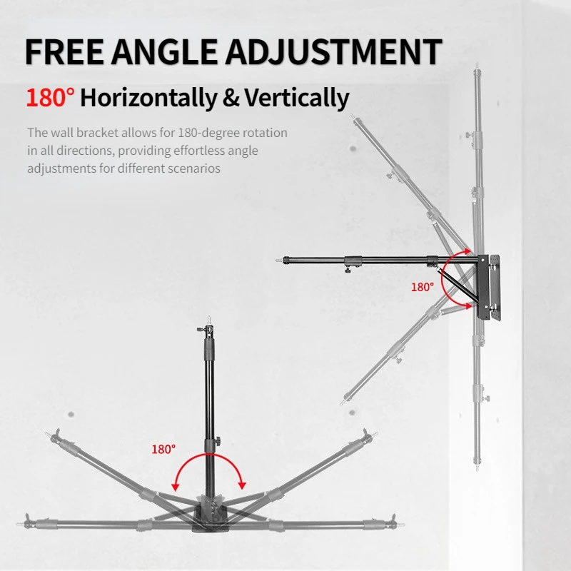 Barbershop Beauty  Vertical Rotatable Wall Ring Light Bracket 180cm Photo Studio Video Lights Stand Ring Light  Arm  Tripod