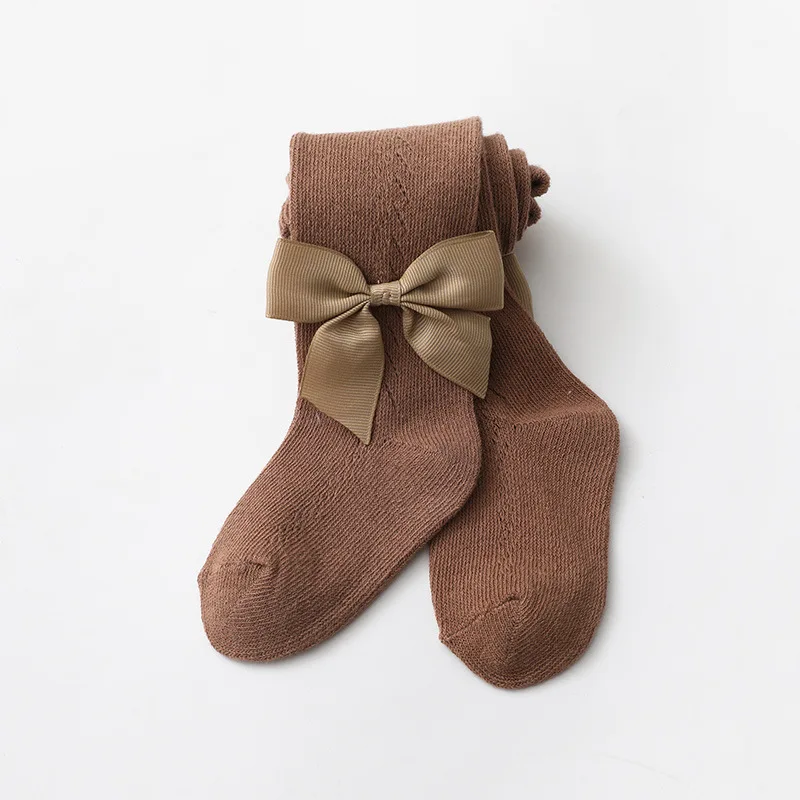 Spanish Princess Hollow out Design Breathable Baby Pantyhose Children Kids Baby Girl Stockings Tights And Socks With Bow