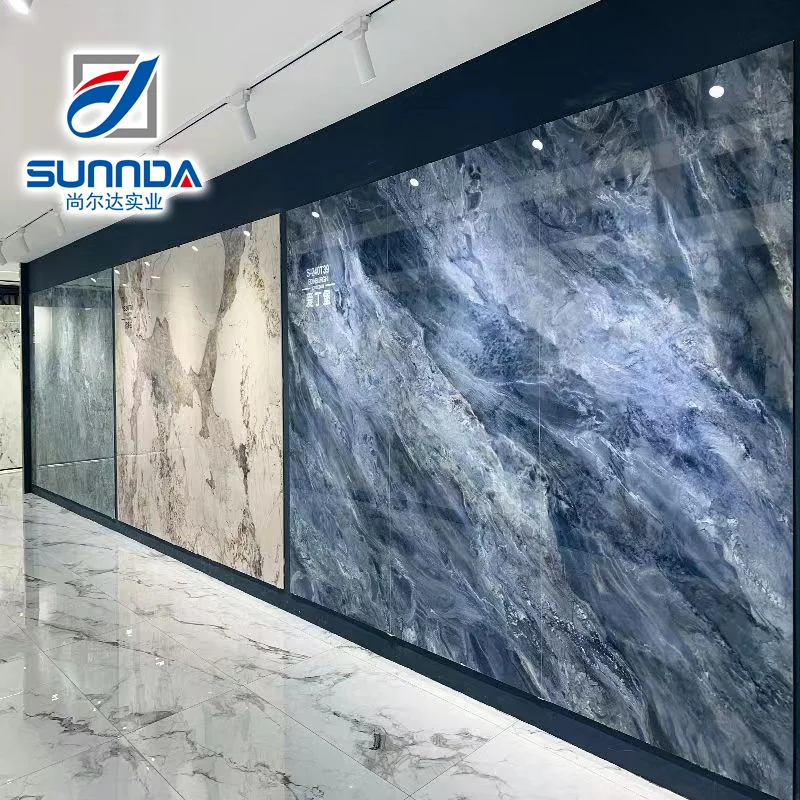 Big size Sintered stone slab matte polished satin surface marble landscape painting design for accounter top house hotel villa