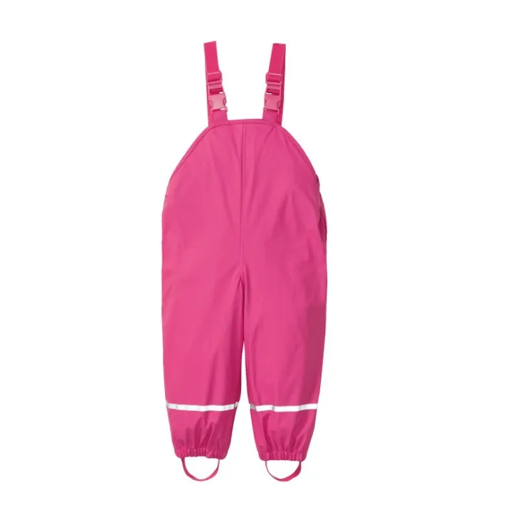 Fashionable PU toddler jumpsuits boys girls pants reflective waterproof bib pants outdoor raincoat
