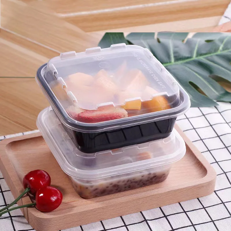 Food Grade Square Disposable Plastic Packing Box Square Reusable Meal Prep Pp Plastic Bento Lunch Box