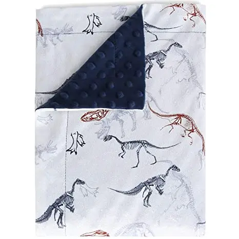 
Low moq cheap new products space lovely white touch baby dinosaur minky blanket 