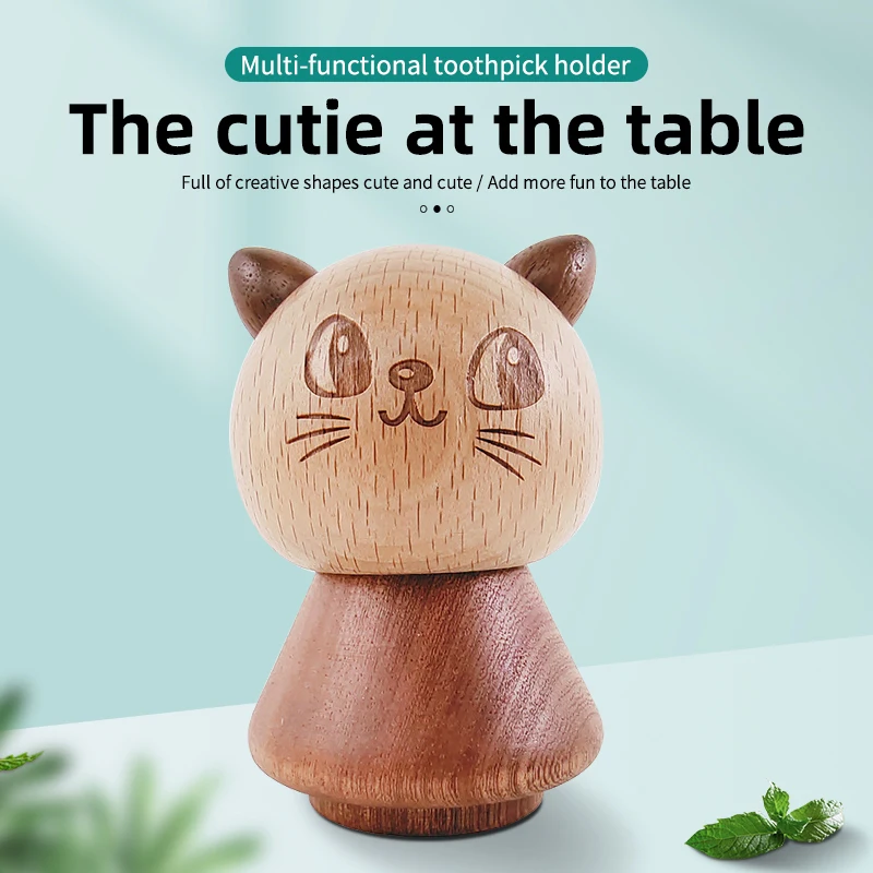 Nordic Wooden toothpick holder creative cute decoration ornaments Pure handmade solid wood toothpick box