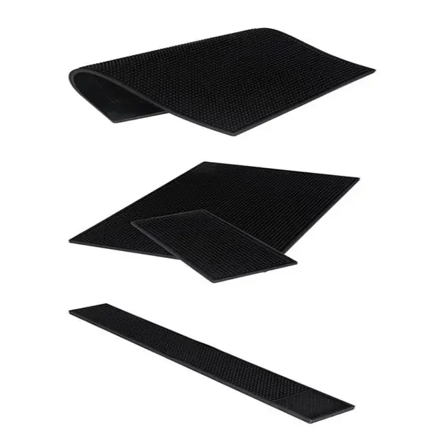 Custom Personalized rubber cup anti-slip runner service spill silicone tamping mat coaster beer black coffee rubber bar mat