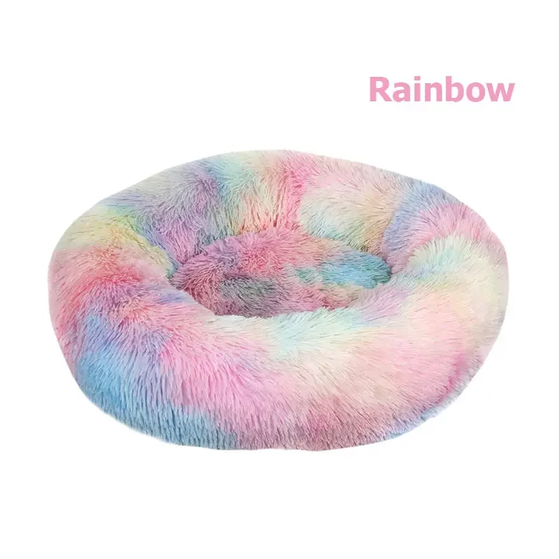 Factory Direct Custom Faux Fur Dog and Cat Bed Deep Sleep Donut Calming Mat Soft Washable With Dot Pattern for Small Animals