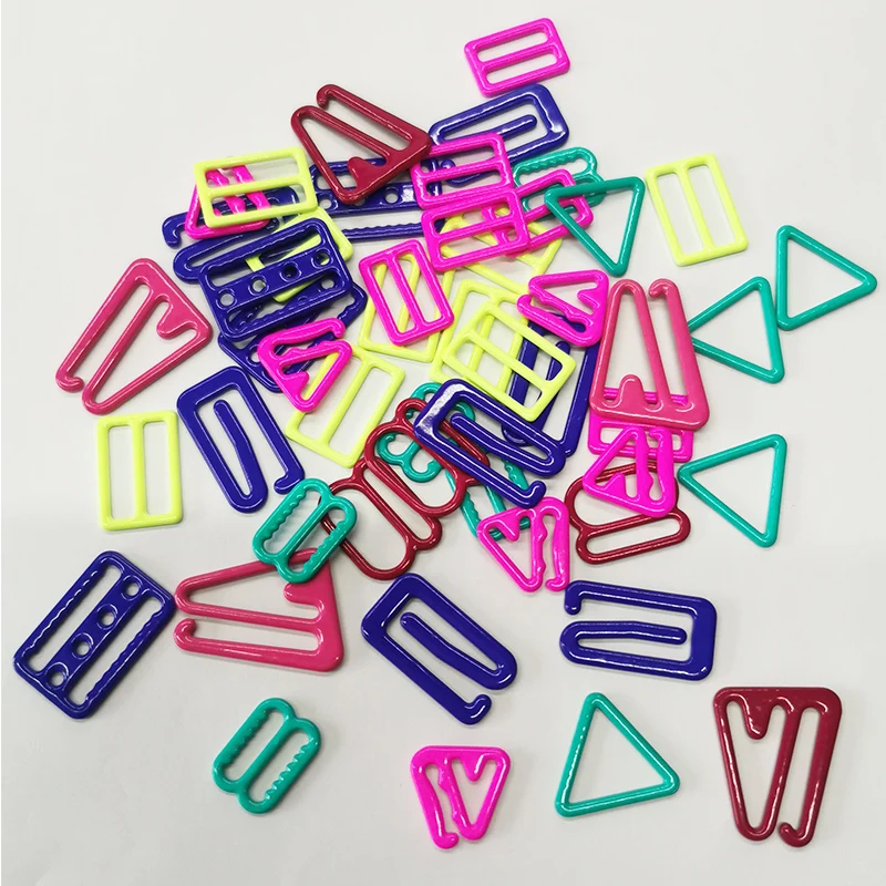Sustainable colorful adjuster buckle bra clasp multiple sizes nylon coated bra ring slider hook adjuster  for swimwear accessory