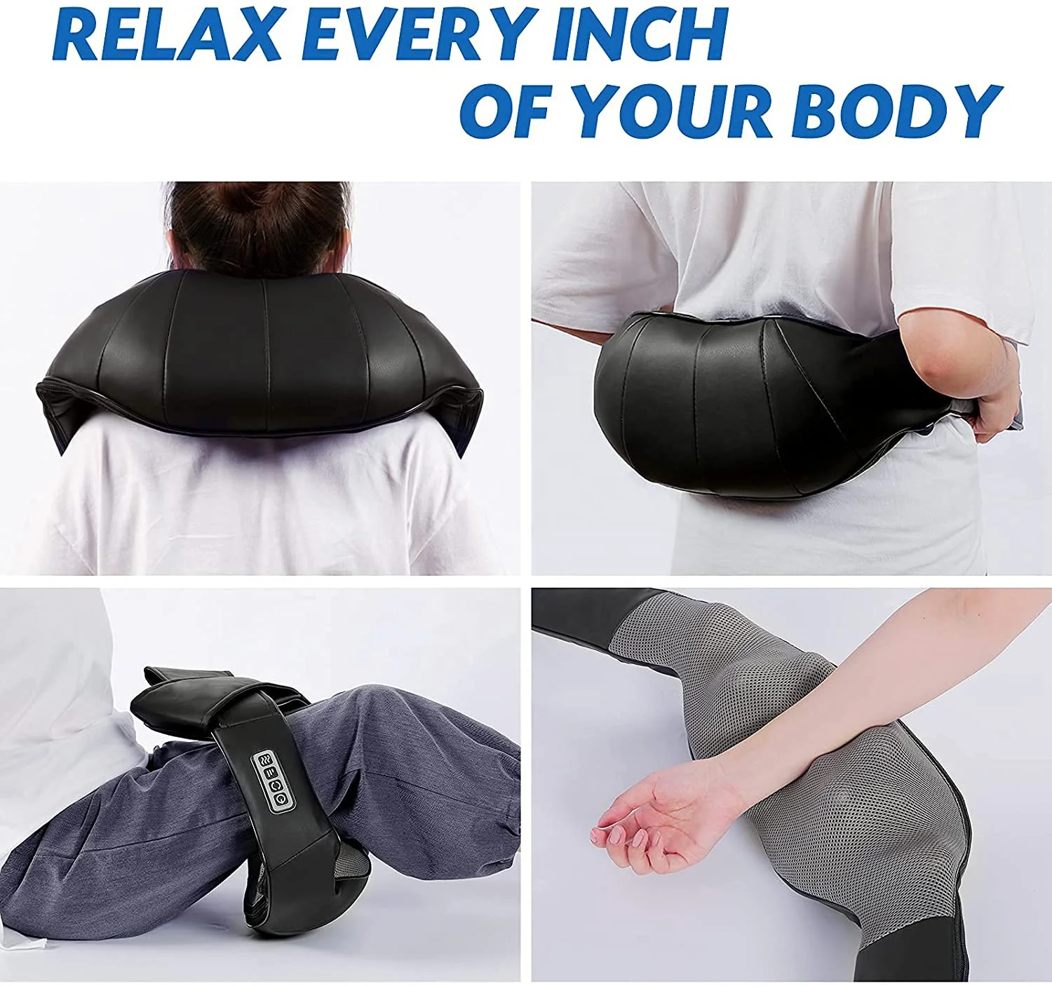 Electric shiatsu smart neck massager with heat collar machine adjustable back and neck kneading shoulder
