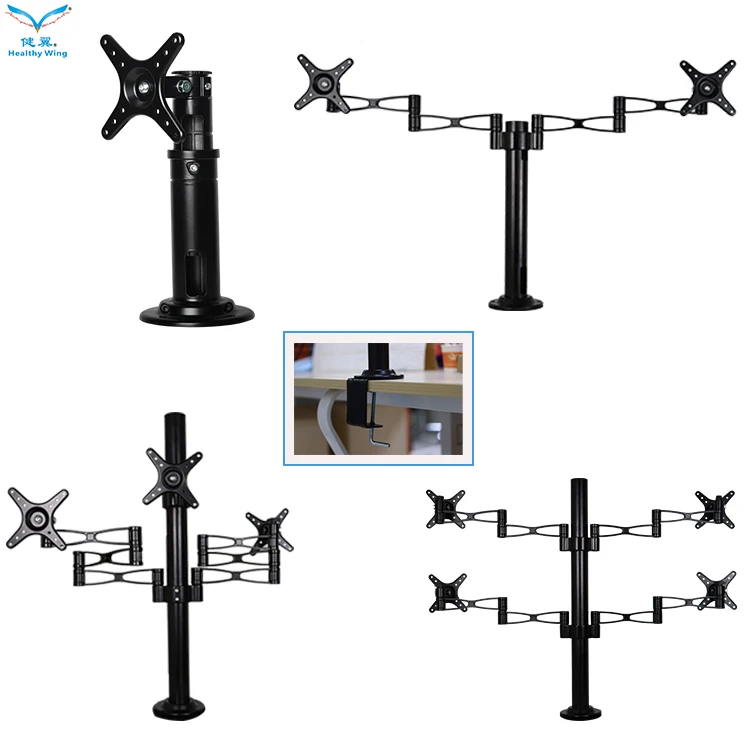 Vesa Vertical Dual Brazo Soporte Monitor 2 3 4 6 Triple Lcd Holding Monitor Stand Screen Mount Arm Holder