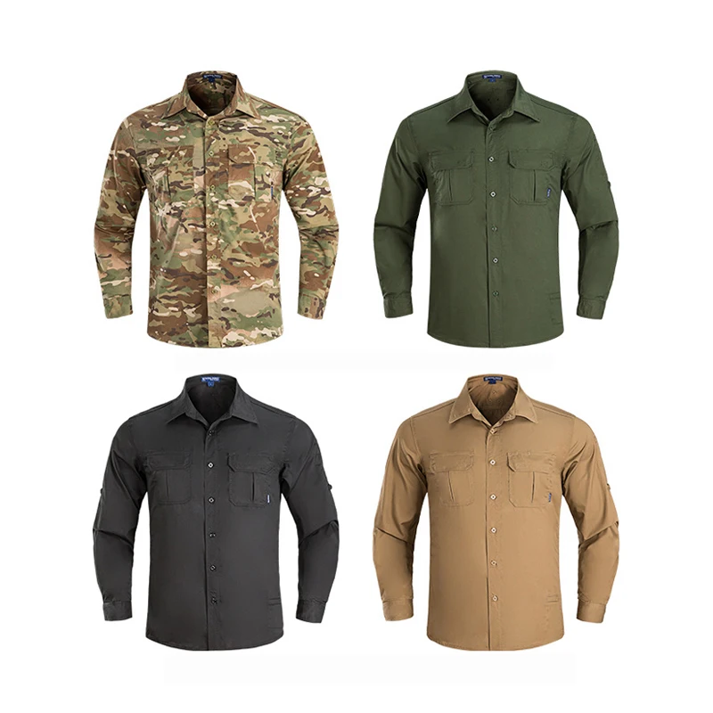 New Quick Dry Tactical Camouflage Shirt Men Business Working Shirt Long Sleeve Cotton Hunting Shirt