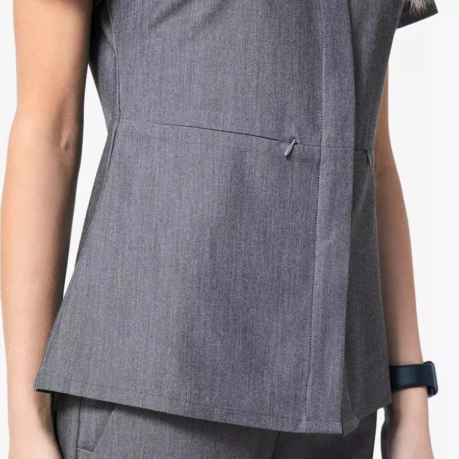 Fashionable Mandarin Collar Button Up Scrub Set Straight Stretchy Scrubs Uniforms Wholesale