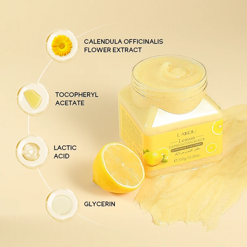 In Stock Scrub Gentle Exfoliation Vitamin C Whitening Organic Brighten Deep Cleansing Fruit Lemon Sugar Body Scrub