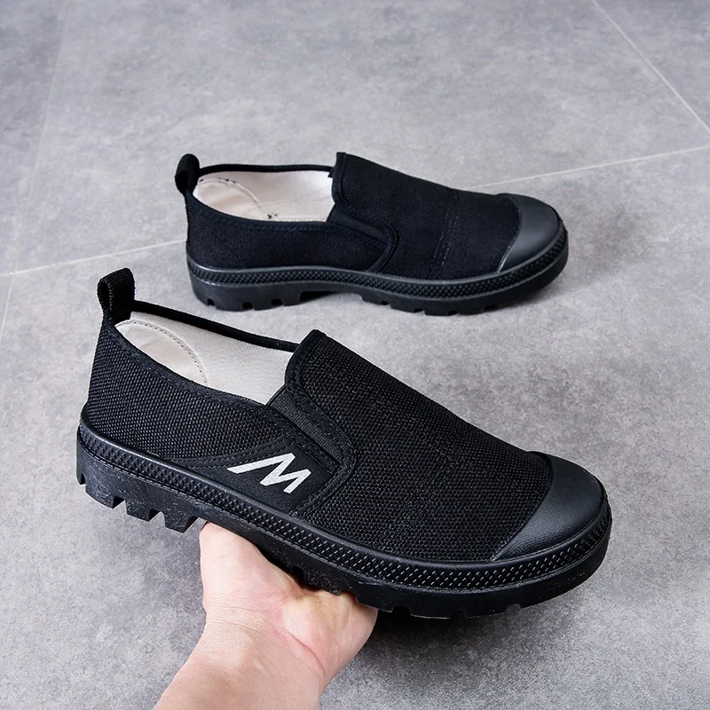 Casual Loafers Field Work Cheap Wholesale Price Without Laces Breathable China Factory Canvas Shoes