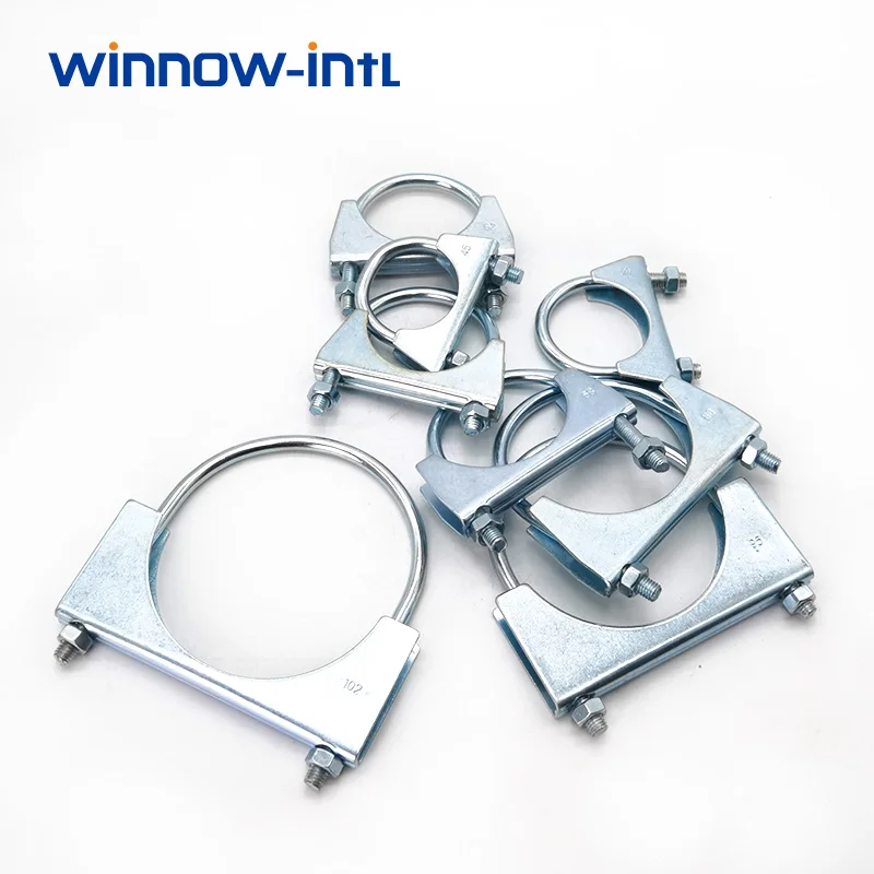 China Manufacturer M8 M10 Zinc Plated U Bolt  Heavy Duty Exhaust Hose Clamp
