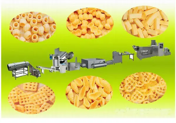 Small investment puffed snack food corn flake making machine production line