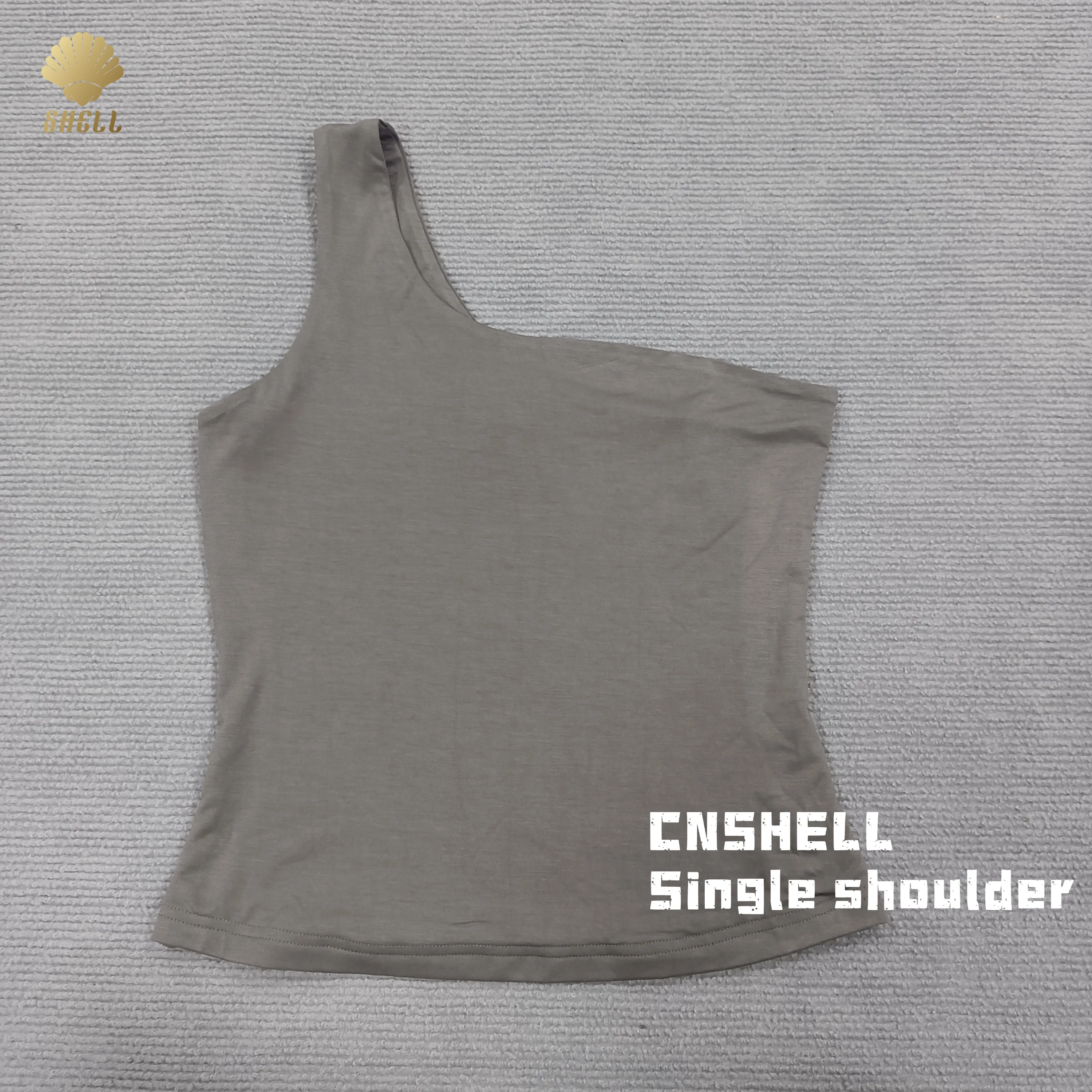 Luluxixiyaya Double Layer 180gsm Slash Neck One Shoulder Fashion Blue Custom Ladies Blouses and Tops Women