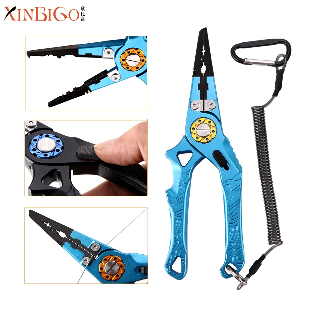 
New design creative fish plier fishing pliers multi-function fishing tackle tools gear with locking device 