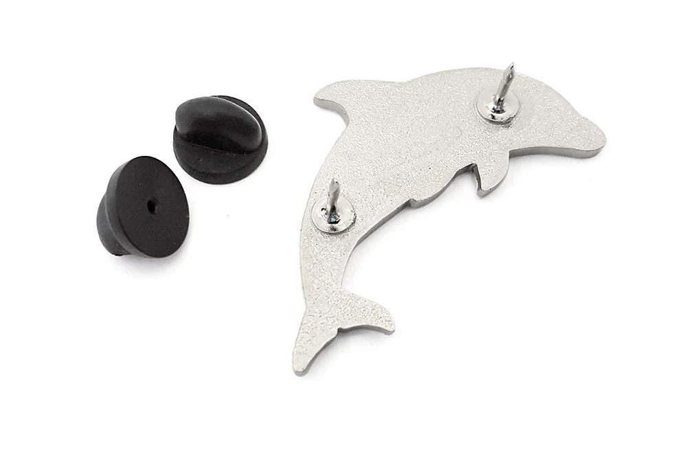 Hot-selling glitter animal shape design enamel lapel pins accessories 1.5 inches Cute Dolphin Glitter Custom Enamel Lapel Pin