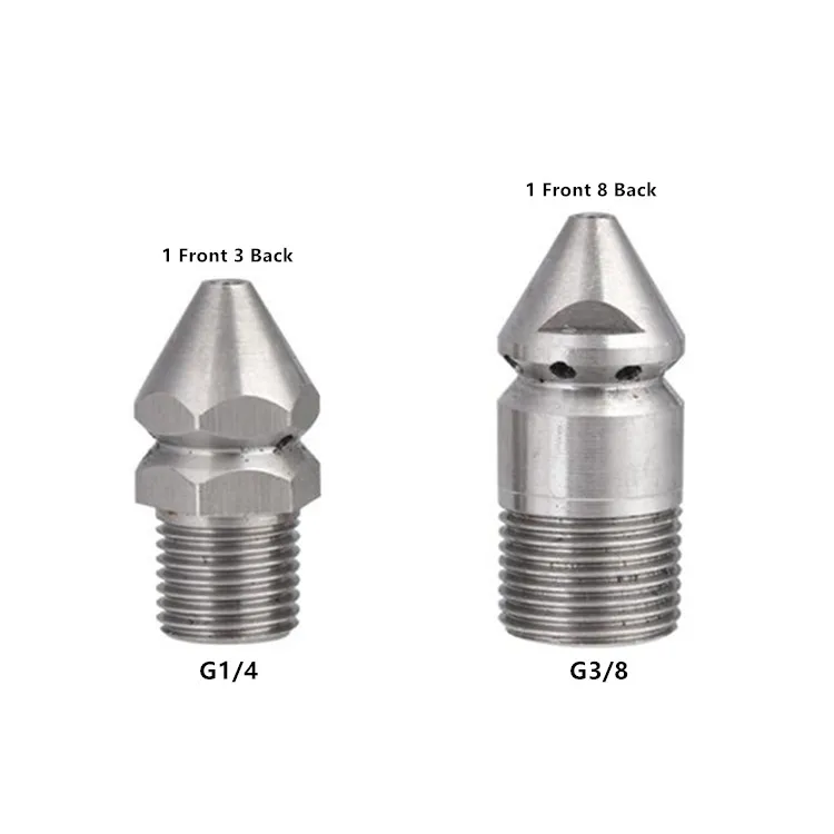 1/4' 3/8'  BSP Male Thread Drain Sewer Jetter Nozzle, Pressure Sewer Cleaning Pipe Water Jetter spray Nozzle Stainless Steel