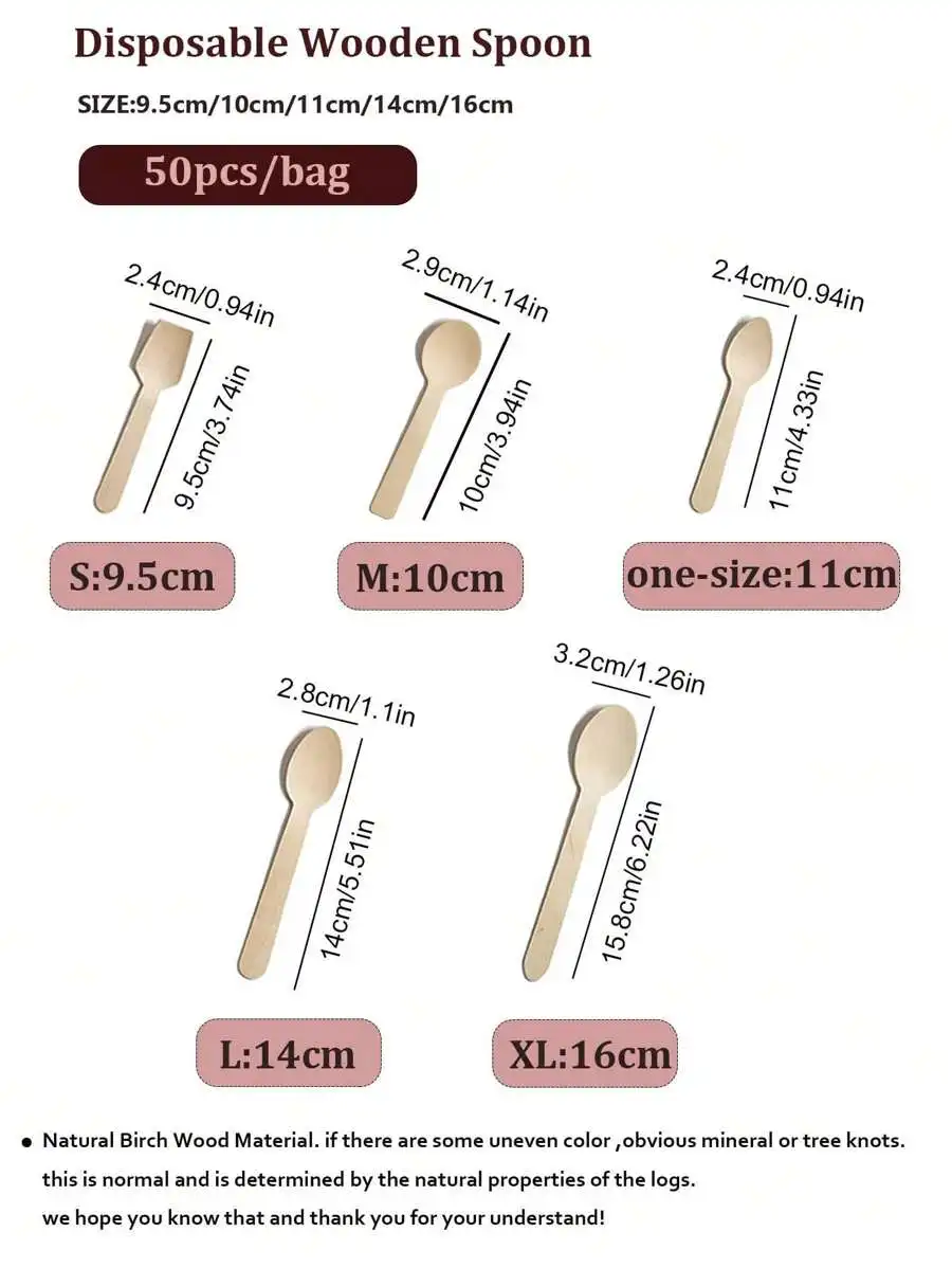 Disposable Mini Wooden Cake Spoons Desert Disposable Wooden Spoon for Jelly Ice cream