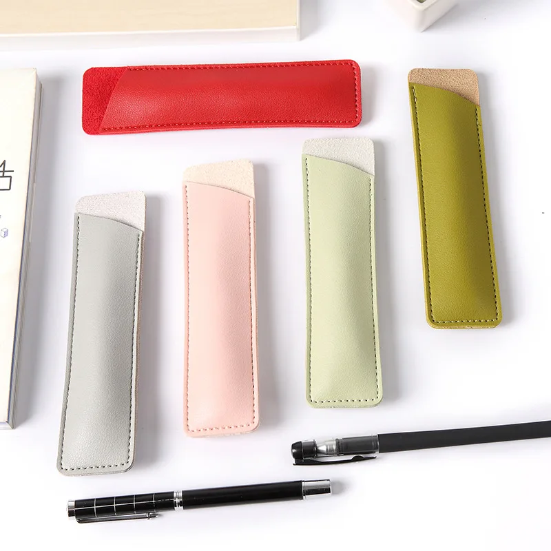Hot Selling Pu Leather Student Pencil Case Gift Single Pen Pouch For Promotion