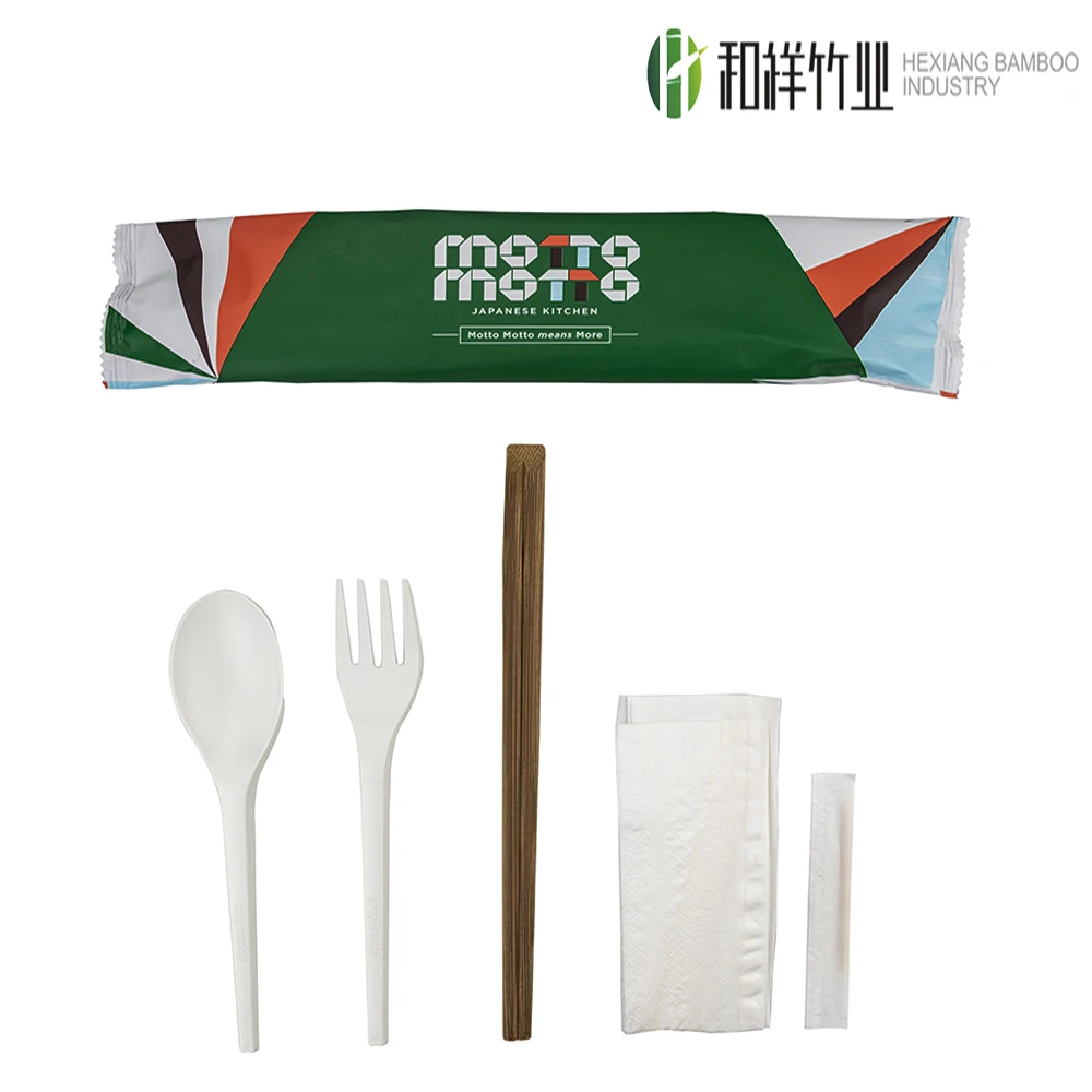 Biodegradable Disposable Cutlery utensils wholesale 160mm bamboo spoon and fork bamboo cutlery set for takeaway restaurant