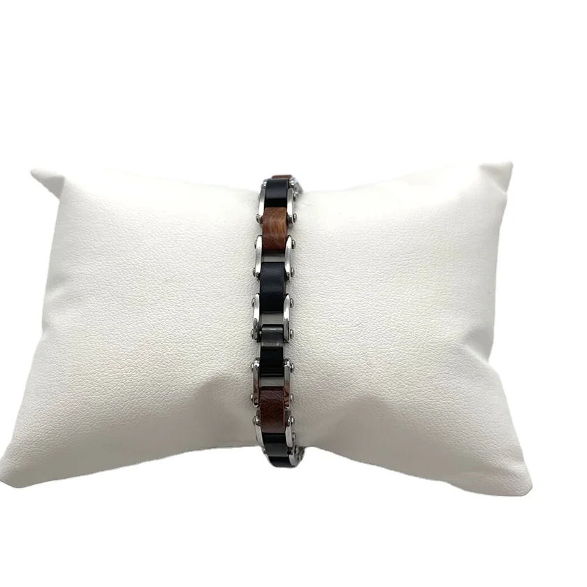 Personalized Best Friend Wrist Couples Clasp Inspirational Charm Stainless Steel With Wood Boy Hand Matching Bracelet For Men