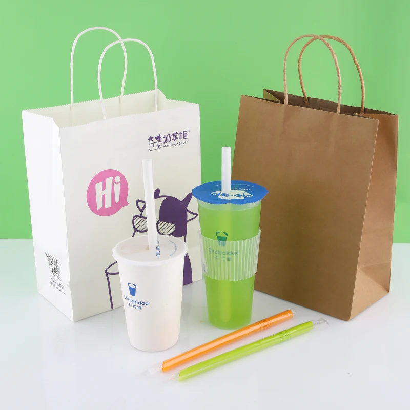 Bearing 5kg paper bag packaging factory wholesale custom printing coffee kraft paper bags logo for fast food take away