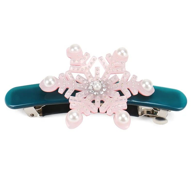 Alexander Christmas Hair Clips Cellulose Acetate Hair Barrette Clips Snowflake Hair Clip
