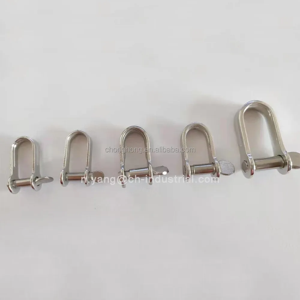 High Quality Stainless Anchor Shackle Clevis Pin Stamped Wide Dee Shackle Marine Grade Stainless Steel Flat D Shackle