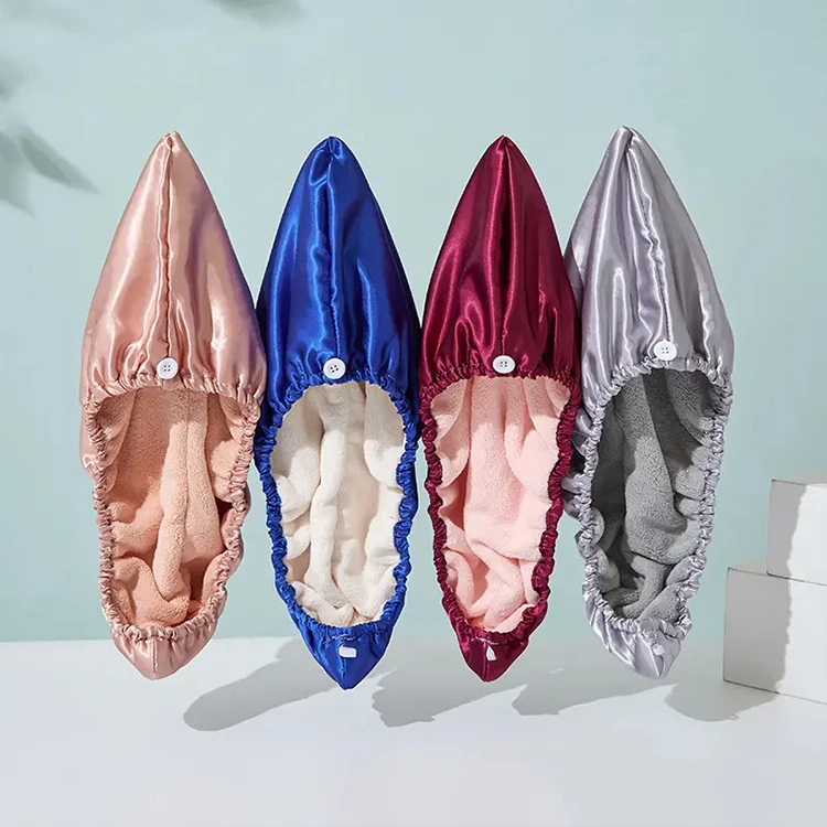 Wholesale custom mulberry silk dry hair cap 100% pure silk hair drying towel luxury Quick Drying Wrap Towel