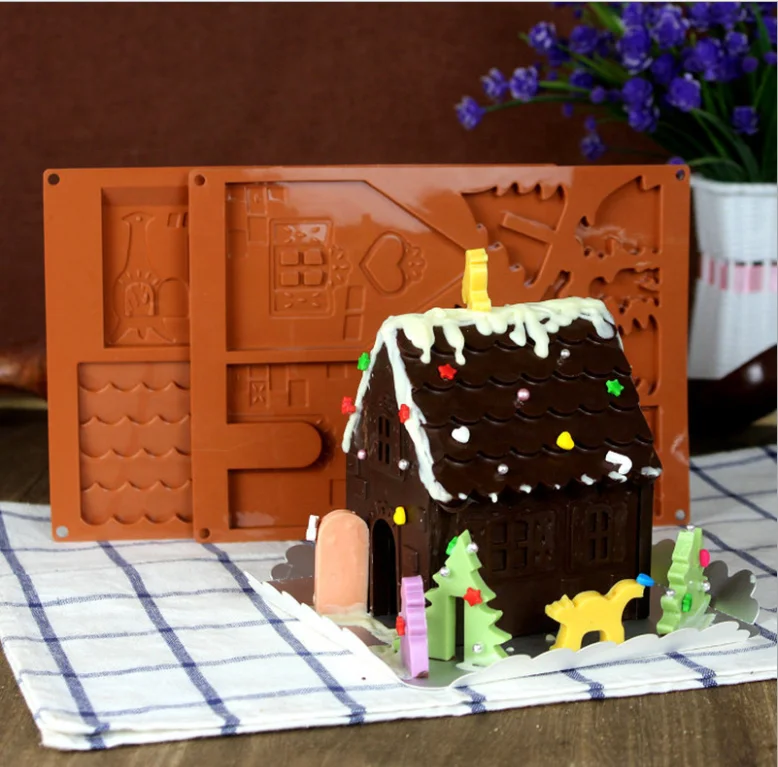 Silicone Christmas Chocolate Candy Gingerbread House Mold