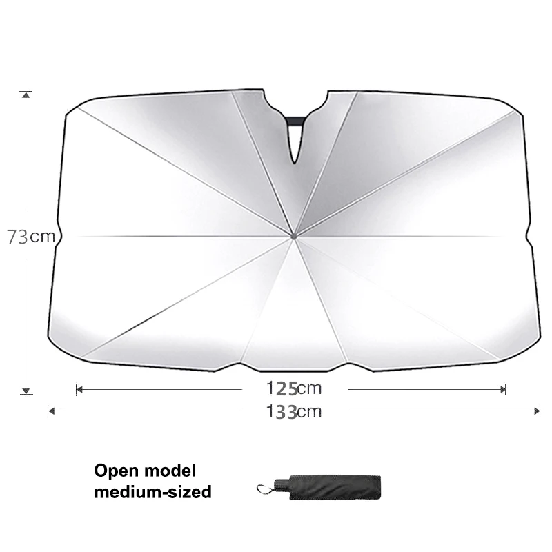 Titanium silver 210T 190T cloth Auto Front Windshield Sunshade Uv Protector Foldable Car Sun Shade Umbrella